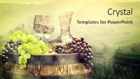  Presentation with wine barrel - Presentation theme consisting of pruduction - white wine with barrel background and a  colored foreground