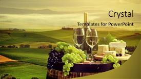  Presentation with wine barrel - PPT layouts with pruduction - white wine with barrel background and a yellow colored foreground