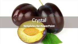  Presentation with tea leaves fresh green leaf - PPT theme featuring prune - fresh plums with leaves background and a  colored foreground