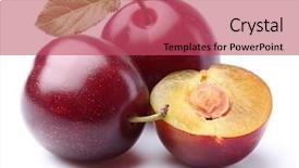  Presentation with purple - Slide set with prune - purple plums with leaf background and a red colored foreground