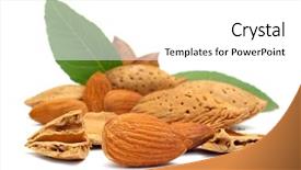  Presentation with almonds - Beautiful slides featuring prunus - almonds with green leaves backdrop and a  colored foreground