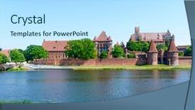  Presentation with knights - Beautiful presentation design featuring prussian - medieval teutonic knights castle backdrop and a  colored foreground