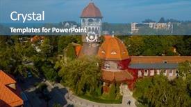  Presentation with russia city - PPT layouts consisting of prussian - old water tower city landmark background and a  colored foreground