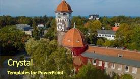  Presentation with russia city - Theme enhanced with prussian - old water tower city landmark background and a  colored foreground