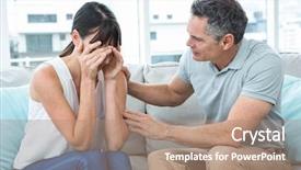  Presentation with clinic - Colorful presentation theme enhanced with psicoanalisis - therapist consoling a woman backdrop and a coral colored foreground