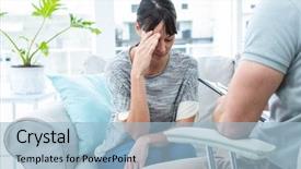  Presentation with clinic - Slide set featuring psicoanalisis - therapist consoling a woman background and a light blue colored foreground