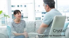  Presentation with consulting - Beautiful slide set featuring psicoanalisis - woman consulting a therapist backdrop and a light gray colored foreground