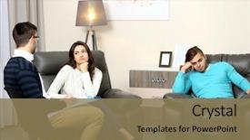  Presentation with family - Colorful slides enhanced with psicoanalisis - young couple with problem backdrop and a coral colored foreground