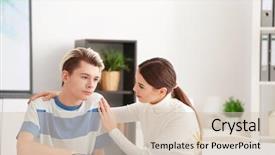  Presentation with working - Amazing slide set having psicoanalisis - young female psychologist working backdrop and a soft green colored foreground