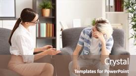  Presentation with working - Audience pleasing PPT theme consisting of psicoanalisis - young female psychologist working backdrop and a violet colored foreground