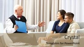  Presentation with family therapy - PPT layouts having psicoanalisis - young happy couple after therapy background and a  colored foreground