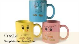  Presentation with emotion - Slide set consisting of psique - cups with faces emotion isolated background and a yellow colored foreground