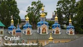  Presentation with caves - PPT layouts enhanced with pskov-caves monastery background and a tawny brown colored foreground