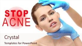  Presentation with acne woman - PPT layouts having psoriasis - dermatologist examining woman's face text background and a lemonade colored foreground
