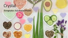  Presentation with skin care natural products - Colorful PPT layouts enhanced with psoriasis - natural products for body backdrop and a coral colored foreground