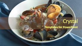  Presentation with plate boundaries - Colorful presentation theme enhanced with psy - ceramic plate with boiled mussels backdrop and a tawny brown colored foreground