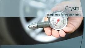  Presentation with tyre - Presentation design consisting of psy - hand holding pressure gauge background and a light blue colored foreground