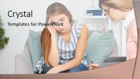  Presentation with psychiatric - Slides having psychiatric diseases - psychologist working with patient background and a white colored foreground