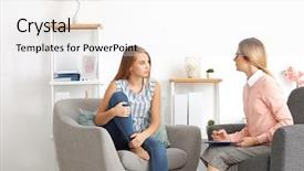  Presentation with psychiatric - Presentation design consisting of psychiatric diseases - psychologist working with young woman background and a sky blue colored foreground