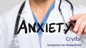  Presentation with anxiety - Presentation design with psychiatric drugs - doctor writing the word anxiety background and a sky blue colored foreground