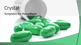  Presentation with psychiatric - Cool new PPT theme with psychiatric drugs - green pills an pill bottle backdrop and a light gray colored foreground