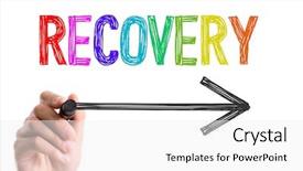  Presentation with recovery - Colorful slide deck enhanced with psychiatric drugs - hand with marker writing backdrop and a white colored foreground