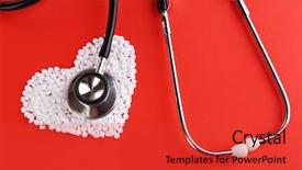  Presentation with pills - Audience pleasing presentation theme consisting of psychiatric drugs - heart of pills and stethoscope backdrop and a red colored foreground