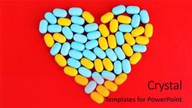  Presentation with pills - PPT theme enhanced with psychiatric drugs - heart of pills on red background and a red colored foreground