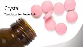  Presentation with psychiatric - Beautiful presentation theme featuring psychiatric drugs - pill and pill bottle backdrop and a pink colored foreground