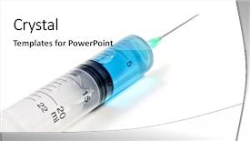  Presentation with fluid - Slides having psychiatric drugs - syringe and needle with blue background and a white colored foreground