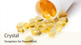  Presentation with pill bottle - PPT theme featuring psychiatric drugs - yellow pills and pill bottle background and a blonde colored foreground