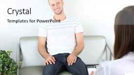  Presentation with counseling - PPT theme with successful manager of the company background and a ocean colored foreground