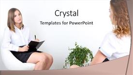  Presentation with social problem - Audience pleasing PPT theme consisting of mental heath - woman with problem on reception backdrop and a  colored foreground