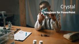  Presentation with mental hospital - Audience pleasing presentation theme consisting of psychiatrist in mask and glasses mental hospital backdrop and a tawny brown colored foreground