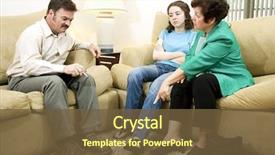  Presentation with teenage girl - Presentation theme with 3d rendered interior composition of exhibition space background and a light blue colored foreground