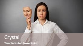  Presentation with psychic - Presentation theme having psychic mind - beautiful woman hiding her sadness background and a gray colored foreground