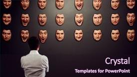  Presentation with mask - Colorful presentation enhanced with psychic mind - businessman looking at mask backdrop and a wine colored foreground