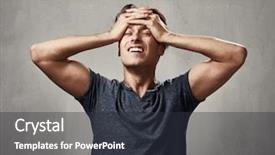  Presentation with prehistoric man - Colorful slide set enhanced with psychic mind - disappointed man portrait backdrop and a  colored foreground