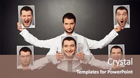  Presentation with psychic - Audience pleasing presentation theme consisting of psychic mind - serious man choosing mood concept backdrop and a coral colored foreground