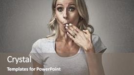  Presentation with face expression recognition - Audience pleasing slide set consisting of psychic mind - woman with guilty face expression backdrop and a  colored foreground