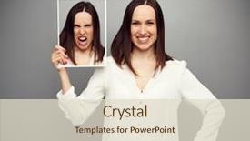  Presentation with angry - Presentation design featuring psychic mind - young smiley woman angry inside background and a lemonade colored foreground