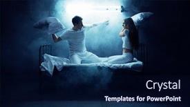  Presentation with bed - Presentation theme consisting of psycho-man-and-woman-fights background and a navy blue colored foreground