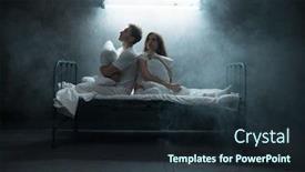  Presentation with hospital bed - Beautiful PPT layouts featuring psycho-man-and-woman backdrop and a wine colored foreground