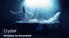  Presentation with bed - Audience pleasing slide set consisting of psycho-man-in-bed-dark backdrop and a navy blue colored foreground