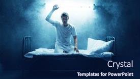  Presentation with insomnia - Slides having psycho-man-in-bed-insomnia background and a navy blue colored foreground