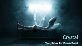  Presentation with insomnia - Audience pleasing PPT layouts consisting of psycho-man-lying-in-bed backdrop and a navy blue colored foreground