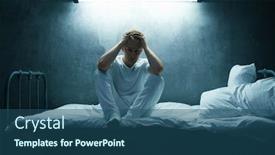  Presentation with bed - Slide set enhanced with psycho-man-sitting-in-bed background and a ocean colored foreground