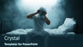 Presentation with bed - Theme having psycho-man-sitting-in-bed background and a ocean colored foreground
