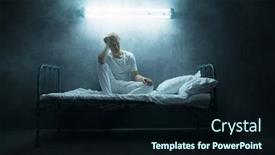  Presentation with bed - Amazing slide deck having psycho-man-sitting-in-bed backdrop and a wine colored foreground