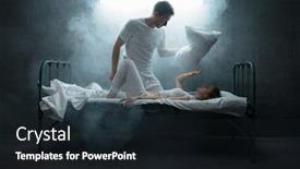  Presentation with psychedelic - Slide deck with psycho-man-strangles-woman background and a wine colored foreground